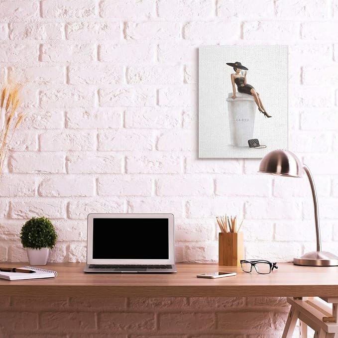 'Fashion Female Pose on Coffee'| Canvas Art | Stupell Industries | 24 x 30 Inches, Easy to Hang and Sturdy, Made in USA, by Ziwei Li