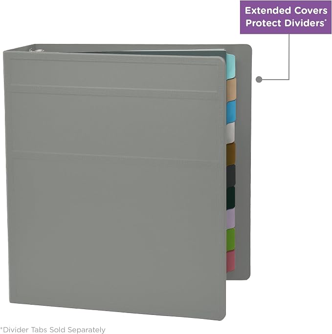 Carstens 3-Inch Heavy Duty 3-Ring Binder - Side Opening, Ash Gray, Durable Plastic, Precision No-Gap Rings, Waterproof Cover, No Pockets, Holds 400 US Letter Sheets, BPA-Free, Made in USA (1742-3R)