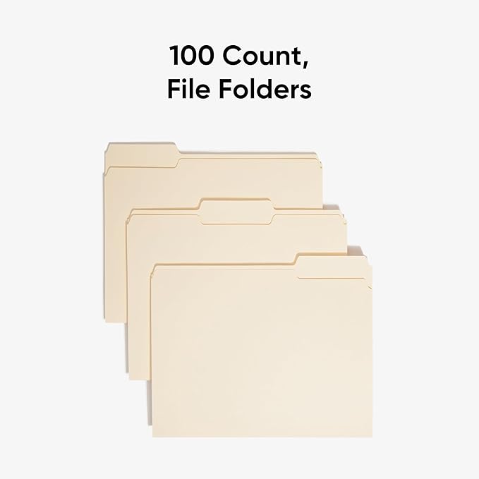 Smead File Folders Letter Sized, 1/3-Cut Tab, Assorted Positions, Letter Size Manila Folders, 100 Per Box (10381)