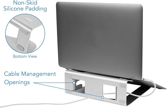 Mount-It! Vertical Laptop Stand for Desk, 2-in-1 Aluminum Laptop Holder & Angled Riser for 11–15 Inch Laptops, Space-Saving Laptop Dock for External Monitor Setup, Silver