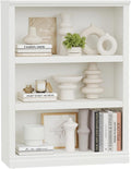 blini 3-Shelf Bookcase White Wooden Bookshelves 33in Wide Floor Standing Display Storage Book Shelves Tall Bookcase for Home Office, Living Room, Bedroom