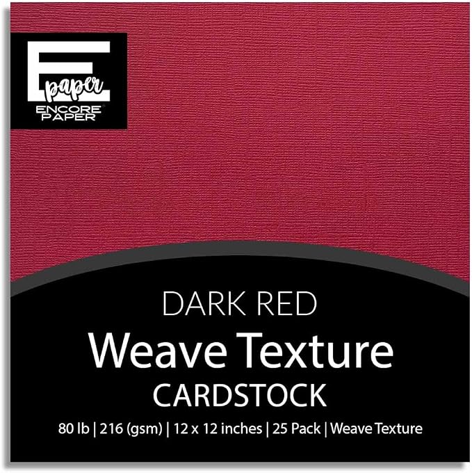 Dark Red—12x12 Textured Cardstock | 80lb Textured Red Scrapbook Paper | Premium Cardstock for Cricut Cutting | 25 Sheets