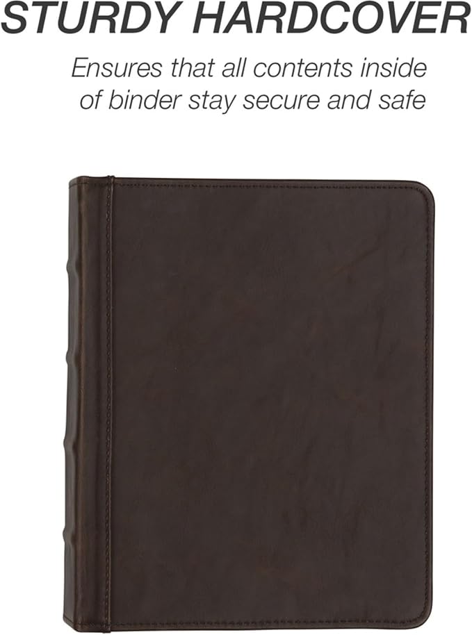 Samsill Vintage Leather Mini 3 Ring Binder 1 Inch Round Ring (Holds 200 Sheets), 5.5 x 8.5 Inch Documents, Professional Organizer, Planner, Notebook, Brown