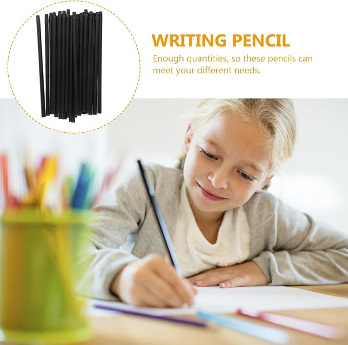 LALAFINA 24Pcs Wooden Pencils with Erasers Black Lead 6.5 Inch Long Writing Drawing Sketching Pencils for School Office Art Supplies