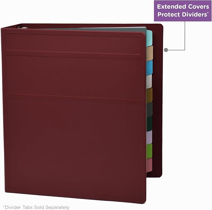 Carstens 2-Inch Heavy Duty 3-Ring Binder - Side Opening, Wine, Durable Plastic, Precision No-Gap Rings, Waterproof Covers, No Pockets, Holds 300 Letter-Sized Sheets, BPA-Free, Made in USA (2823-3R)