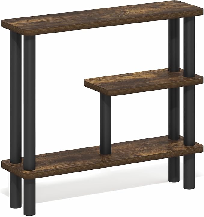 Furinno Turn-N-Tube Bathroom Storage Shelf, 3-Tier Toolless Narrow Storage Rack, 5.7" Wide Space Saving Shelf, for Bathroom, Living Room, Entryway, Amber Pine