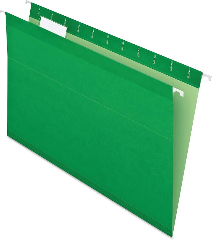 Pendaflex Reinforced Hanging Folders, Legal Size, Bright Green, 1/5 Cut, 25/BX (4153 1/5 BGR)