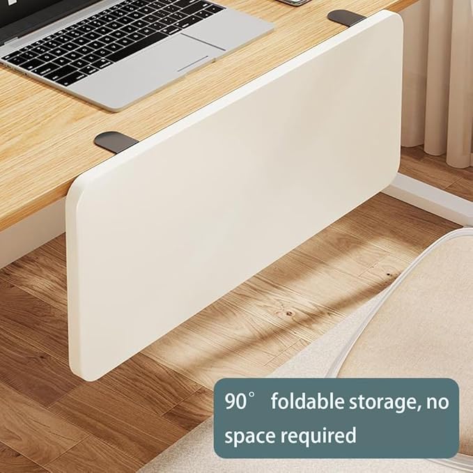 Desk Extender Tray, Punch-Free Clamp on 90° Foldable Keyboard Drawer Tray, Table Mount Armrest Shelf, Computer Elbow Arm Support (White, 6.9"*9.8"*0.5"/17.5cm*25cm*1.2cm)