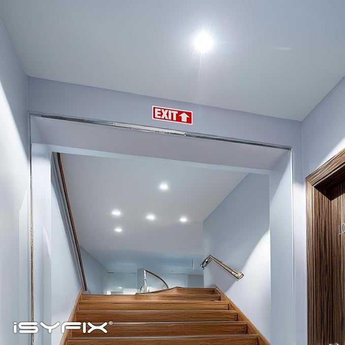iSYFIX Exit Signs - 2 Pack 12x4 Inch Directional Up Arrow Signs, 40 mil Polystyrene Plastic, UV Laminated, Scratch & Fade Resistant, Waterproof - Ideal for Office, Theater, School, Business