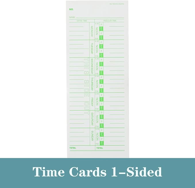 1000PCS Time Cards for Employees Weekly, 1 Sided Time Sheets, 3-1/2" x 9", Green