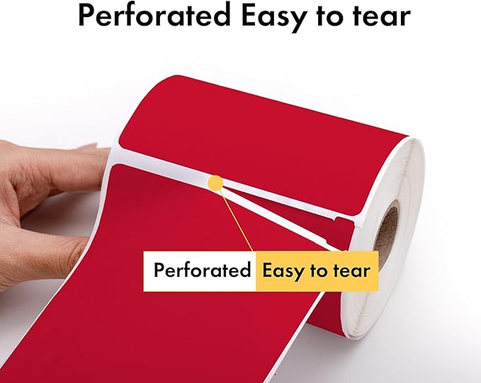 HOUSELABELS 4" x 6" Red Shipping Labels on 1" Core Compatible with Zebra and Rollo Printers, 20 Rolls / 250 Labels per Roll
