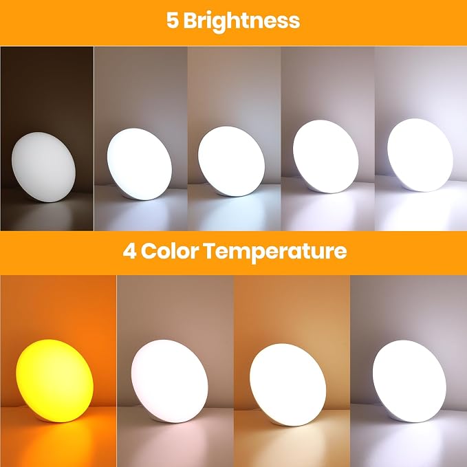 Sun Lamp, 10,000 Lux Sunlight Lamp with 4 Color Temperatures & 5 Brightness & 1H Timer, Touch Control Daylight Lamp with Memory Function for Home