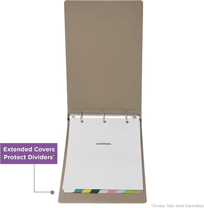 Carstens 3-Inch Heavy Duty 3-Ring Binder - Top Opening, Sand, Durable Plastic, Precision No-Gap Rings, Waterproof Cover, No Pockets, Holds 400 US Letter Sheets, BPA-Free, Made in USA (1783-3R)