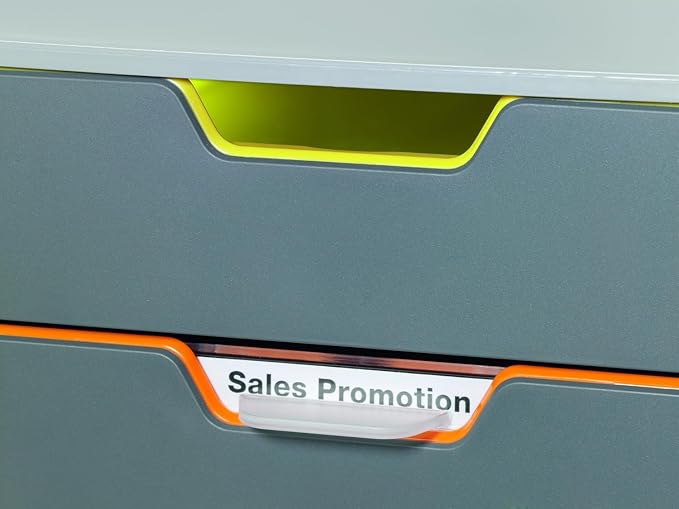 Durable Varicolor 4 Drawer Unit - Gray Desktop Drawer Set with 4 Color Coded Draws - Letter to Folio Size Files - Perfect for Storing Documents and Paper Work