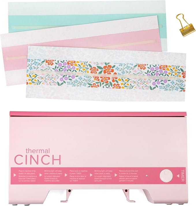 We R Memory Keepers Thermal Cinch Binding Machine Pink 12 Inch, Includes Thermal Book Binding Machine, Book Spines, and Clips, Create DIY Journals, Notebooks, Scrapbooks, Photo Books, and Documents