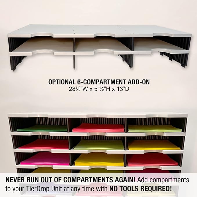 Ultimate Office TierDrop Desktop Organizer 12 Compartment Sorter Plus Riser | Riser base gives easy access to lower slots and stores desk accessories; modular no-tool design, expands with add-on tiers