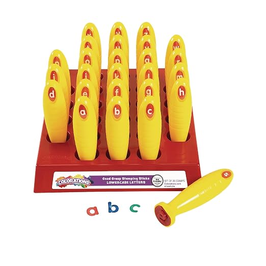 Colorations Lowercase Letter Stampers, Easy to Hold & Grasp, Ages 3+, PreK+ | Set of 26, Letter Stampers for Kids, Learn the Alphabet, Letter Recognition, Decorating & Card Making, ABC Stampers for Kids