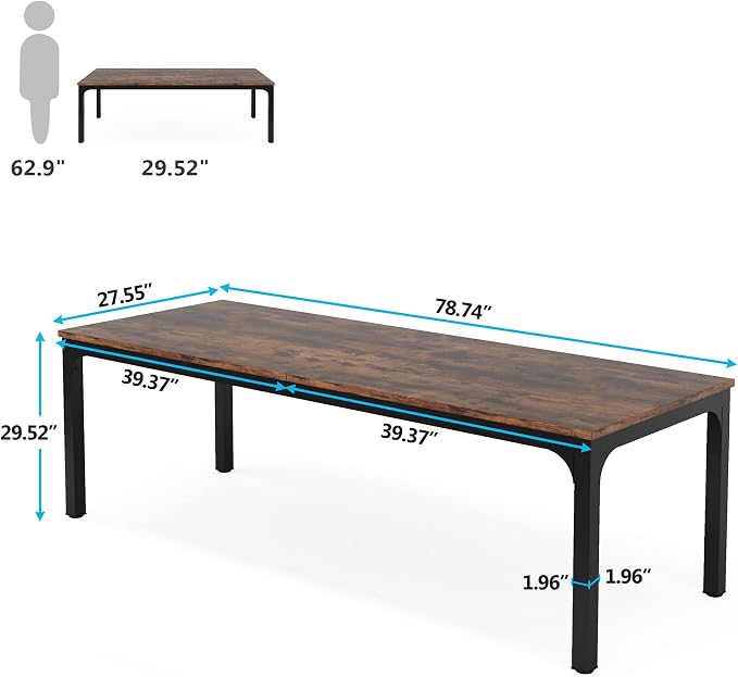 LITTLE TREE 78.7 Inches Extra Long Two Person Office Desk,Double Workstation for Home Office