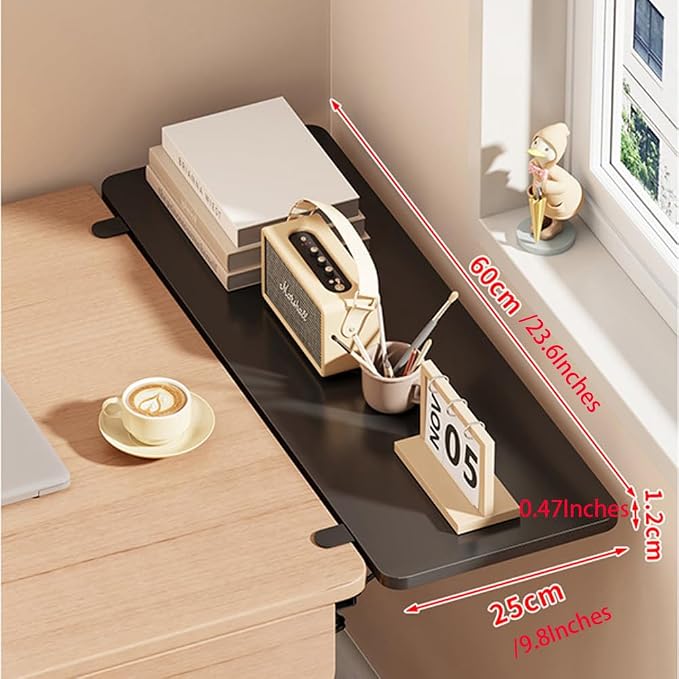 Desk Extender Tray, Punch-Free Clamp on 90° Foldable Keyboard Drawer Tray, Table Mount Armrest Shelf, Computer Elbow Arm Support (Black, 23.6"*9.8"*0.5"/60cm*25cm*1.2cm)