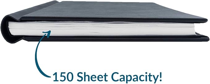 Faux Leather Springback Thesis Binder - Black, 1" Spine, by Bindertek | 150 Sheet Capacity, High-Tension Spring Clamp Style, Perfect for Thesis Work, Legal Documents, Menus, Portfolios, Photography