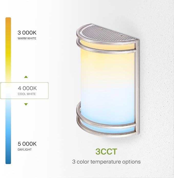 ASD Indoor LED Wall Sconce Lights - 10 Inch 15W Brushed Nickel Modern LED Wall Sconces Hardwired - ETL Dimmable 3000K 4000K 5000K Adjustable Sconce Light Fixture for Bedroom, Hallway, 2 Pack