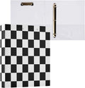 ALAZA 3 Ring Binder Black White Checkered Plaid Clipboard Round Ring Binder Holds 1.5 Inch Three Binders Heavy Duty Binders for Office Supplies, 1Pack