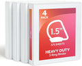 Cardinal 1.5 Inch 3 Ring Binder, D Ring, White, 4 Pack, Holds 375 Sheets (29400)