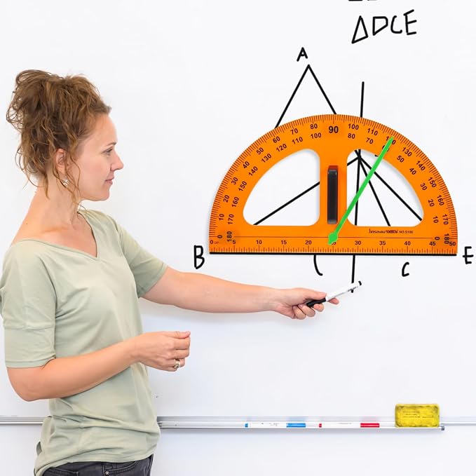 Operitacx Large Protractor, Classroom Math Protractor, Teaching Magnetic Protractor, 180 Degrees Teacher Blackboard Drawing Tool Classroom Supply (19.6x11 inch)