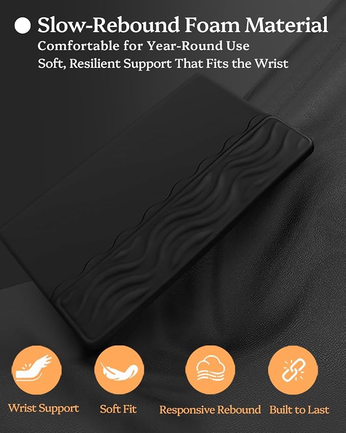 Wrist Rest for Computer Keyboard, 2 in 1 Keyboard Wrist Support Pad, Memory Foam Keyboard Riser Holder Lift Tray with Wrist Pad for Easy Typing for Office Desk, Home, School (150-Black)