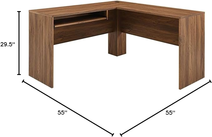 Modway EEI-5703-WAL Venture L-Shaped Wood Office Desk, Walnut