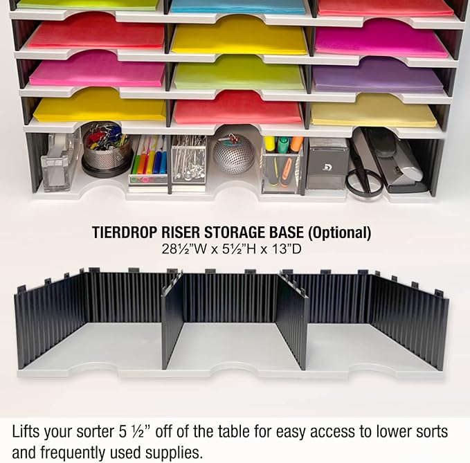 Ultimate Office TierDrop Desktop Organizer, 24 Compartment Sorter, 3-Wide | Sorts documents, forms, mail for office or classroom; modular no-tool assembly design, easily expands with add-on tiers