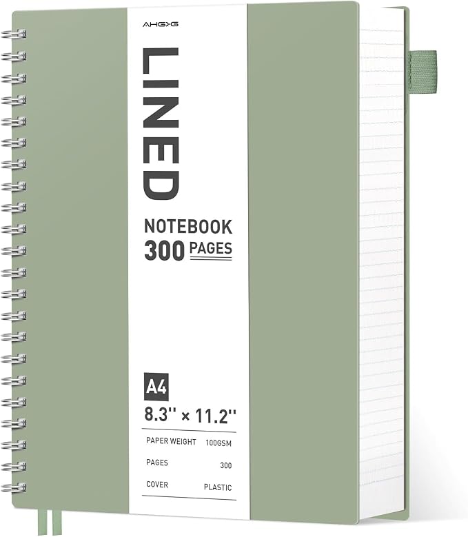 AHGXG Lined Journal Notebook, 300 Pages, A4 (8.5" x 11")
