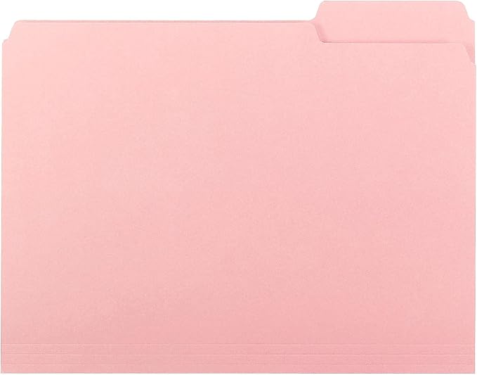 Smead Interior File Folder, 1/3-Cut Tab, Letter Size, Pink, 100 per Box, Expandable File Folders for Filing Cabinet