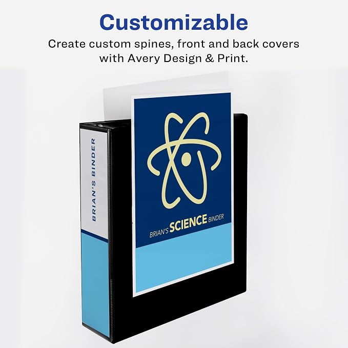 Avery TouchGuard 3 Ring Binder, 3" Slant Rings, 1 White Binder | For Daily School, Home and Office Use, Surface Protection, Cleanable With Household Cleaners, Smudge-Resistant Pockets