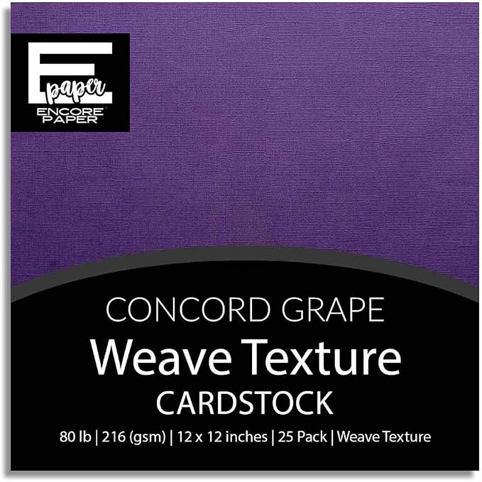 CONCORD GRAPE—12x12 Textured Cardstock | 80lb Textured Purple Scrapbook Paper | Premium Cardstock for Cricut Cutting | 25 Sheets