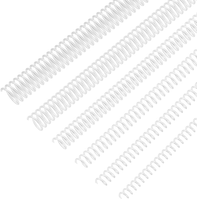 Leinuosen 120 Pack Binder Coils,1/4 5/16 3/8 1/2 5/8 3/4 Inch,Transparent | Plastic Spiral Binding Coils for Documents, Reports, Notebooks, Compatible with Standard Binding Machines, Office Supplies