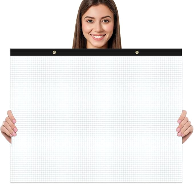 Yaridar (2-Pack) Large Engineering Graph Paper - 22" x 17" Grid Paper Notepad, 4"x4" Blue Grid 100 Sheets/200 Pages Paper for Engineer Architect Designer Mathematician Draftsman