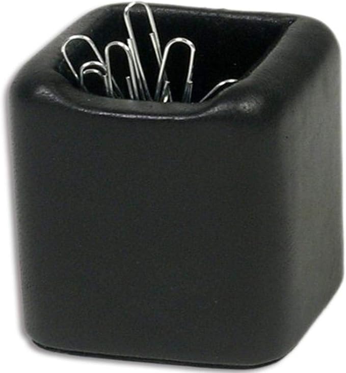 DACASSO Leather Paperclip Holder - Luxury Magnetic Paperclip Holder - Elegant Office Organization & Desk Decor - (Black)