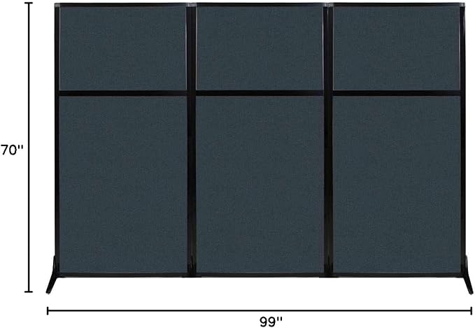 Versare Workstation Partition | Portable Wall Divider | Modern Office Cubicle | Free Standing Privacy Screen | Flexible Work Space | 99" x 70" Blue Spruce Fabric Panels