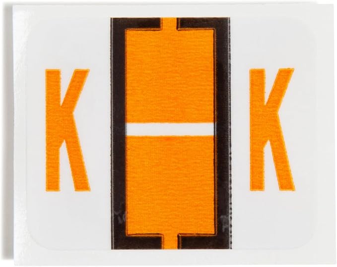Smead BCCR Bar-Style Color-Coded Alphabetic Label, K, Label Roll, Light Orange, 500 Labels per Roll, (67081)