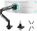 ARES WING Heavy Duty Single Monitor Arm - Gas Spring Aluminum Monitor Mount for 24"-57" Ultrawide Screens up to 66 lbs with Clamp/Grommet Desk Mount, 75/100/200 Vesa Mount, Black