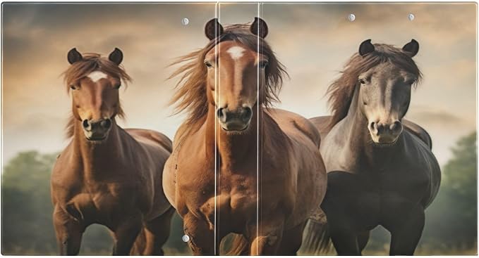 3 Ring Binder, Horses Clipboard Binder with 2 Pockets, 1.5 Inch Three Ring Binder Heavy Duty Round Ring Binders for Office Supplies