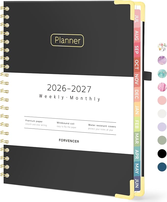 Forvencer Academic Planner 2026-2027, Calendar Jul 2026-Jun 2027, 8.5"x11"