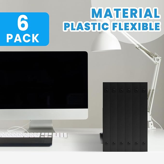 Henoyso 1 Inch 6 Pack Mini Clear View 3 Ring Binders for 5.5"x8.5",Black | Holds 240 Sheets, Clear Front Covers, Flexible Plastic Binder Bulk, Three Round Rings, School Office Report Filing, Planners
