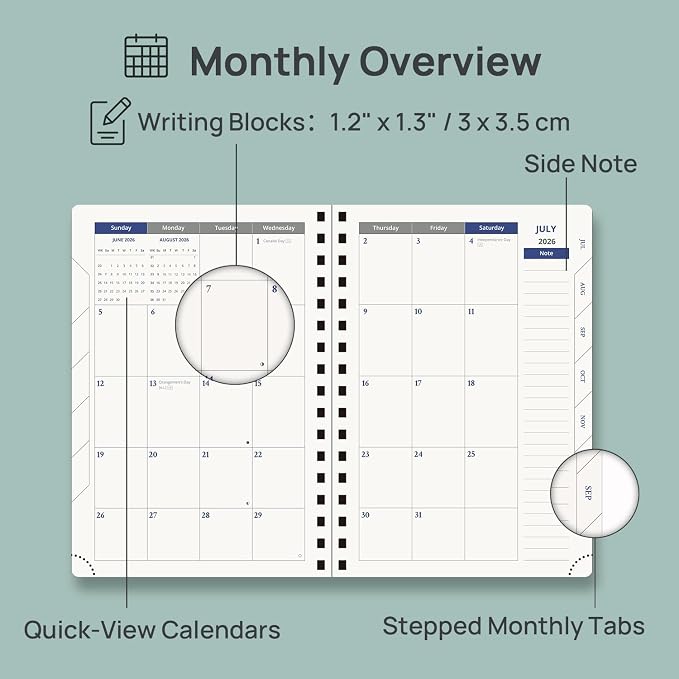 POPRUN Daily Planner 2026-2027 One Page Per Day, Calendar Book 6" x 8.5"
