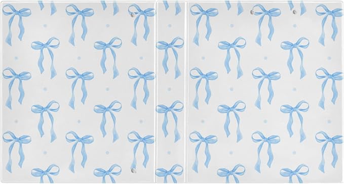 3 Ring Binder 1.5 Inch Coquette Blue Bow Watercolor Clipboards Binders with Interior Pockets Round Ring Binder for Office Supplies and School