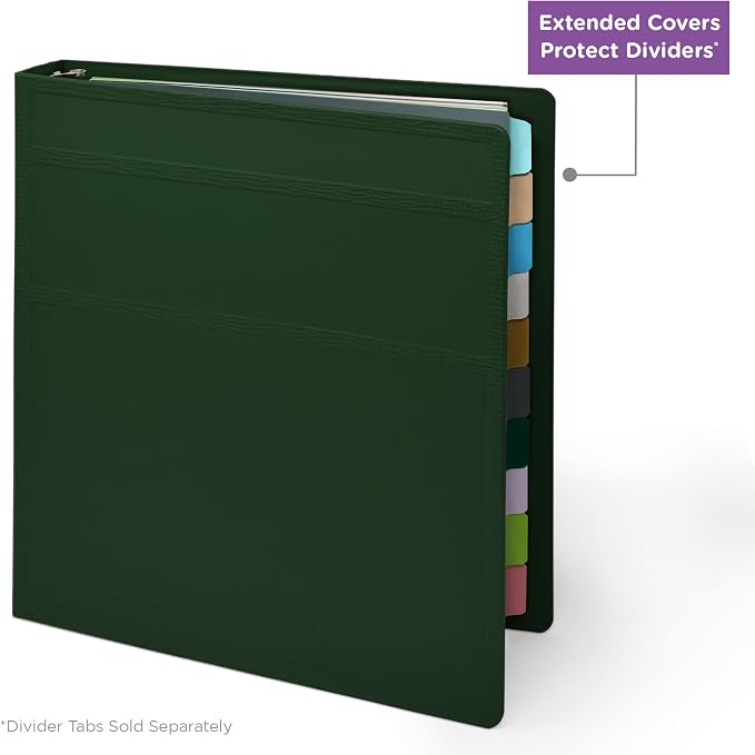 Carstens 1-Inch Heavy Duty 3-Ring Binder - Side Opening, Forest Green, Durable Plastic, Precision No-Gap Rings, Waterproof Cover, No Pockets, Holds 125 Letter Sheets, BPA-Free, Made in USA (8709-3R)