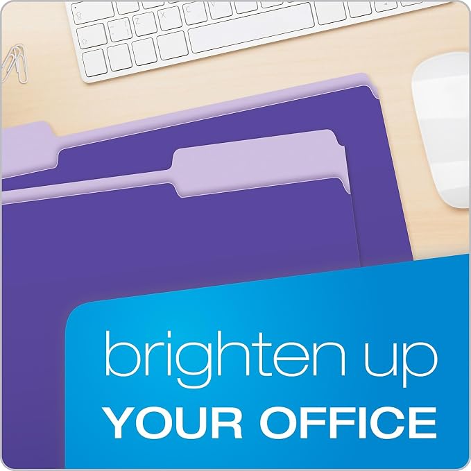 Pendaflex 435013VIO Interior File Folders, 1/3 Cut Top Tab, Legal, Violet (Box of 100)