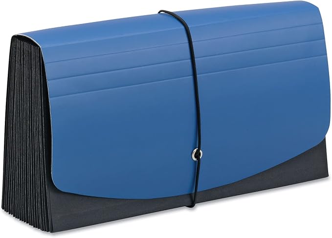 Smead Two-Way Handy Organizer File, 21 Pockets, Alphabetic (A-Z) and Monthly (Jan-Dec), Flap and Elastic Cord Closure, Blue/Black (70506)
