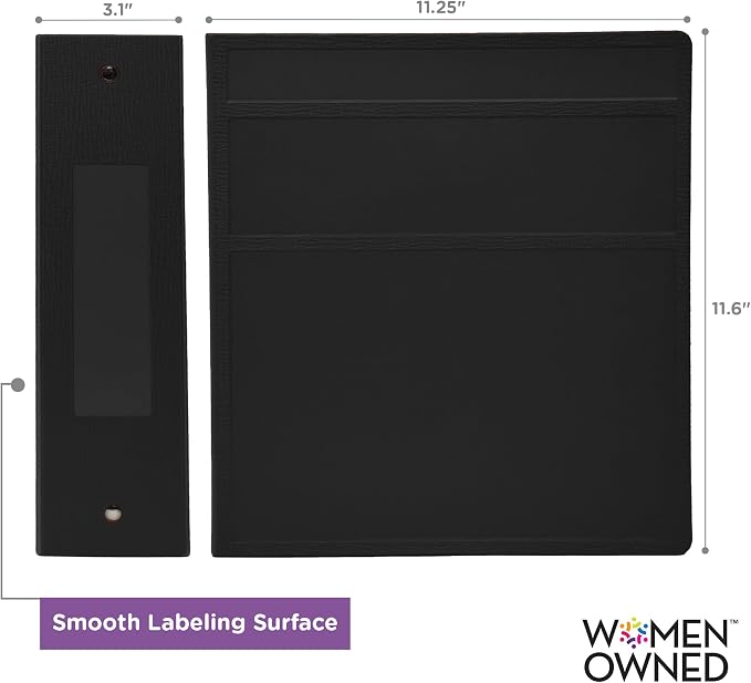 Carstens 3-Inch Heavy Duty 3-Ring Binder - Side Opening, Black, Durable Plastic, Precision No-Gap Rings, Waterproof Cover, No Pockets, Holds 400 US Letter Sheets, BPA-Free, Made in USA (1745-3R)